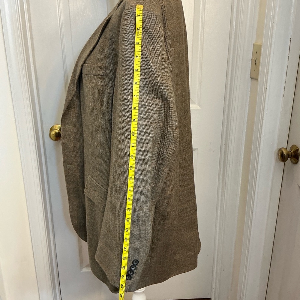 Oscar de la Renta Wool Herringbone Tweed Sport Coat Blazer Brown Tan ~42R - Picture 9 of 12